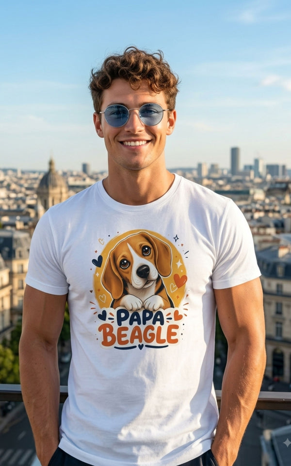 T-Shirt Homme Beagle – Papa Beagle Graphique