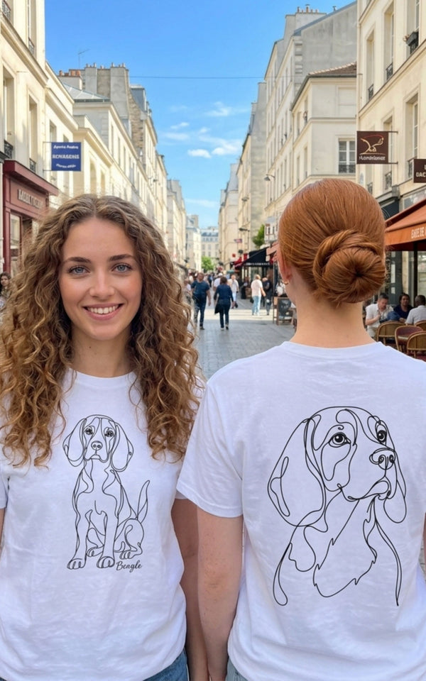 T-Shirt Beagle – Illustration Trait Recto Verso