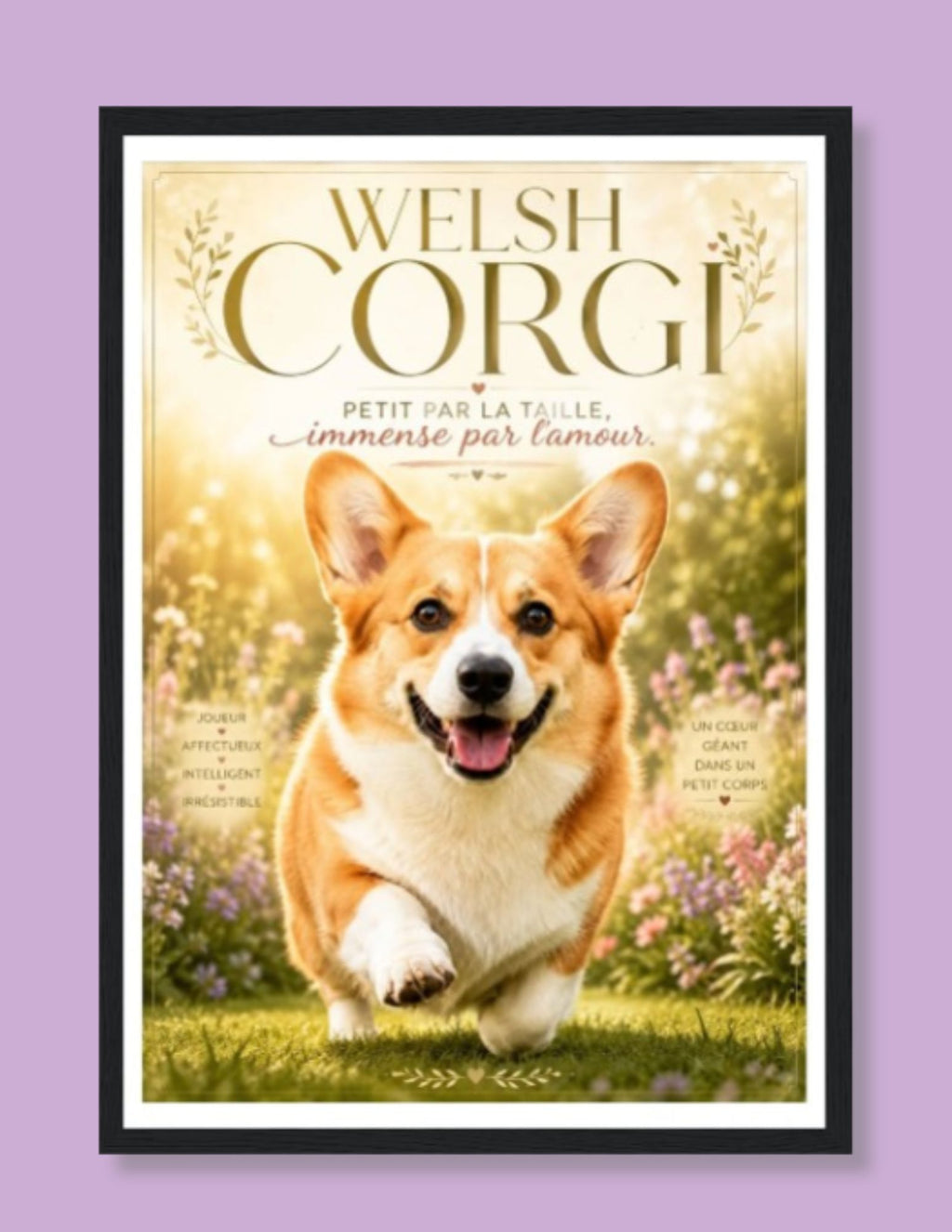 Corgi Classic Semi-Glossy Paper Wooden Framed Poster