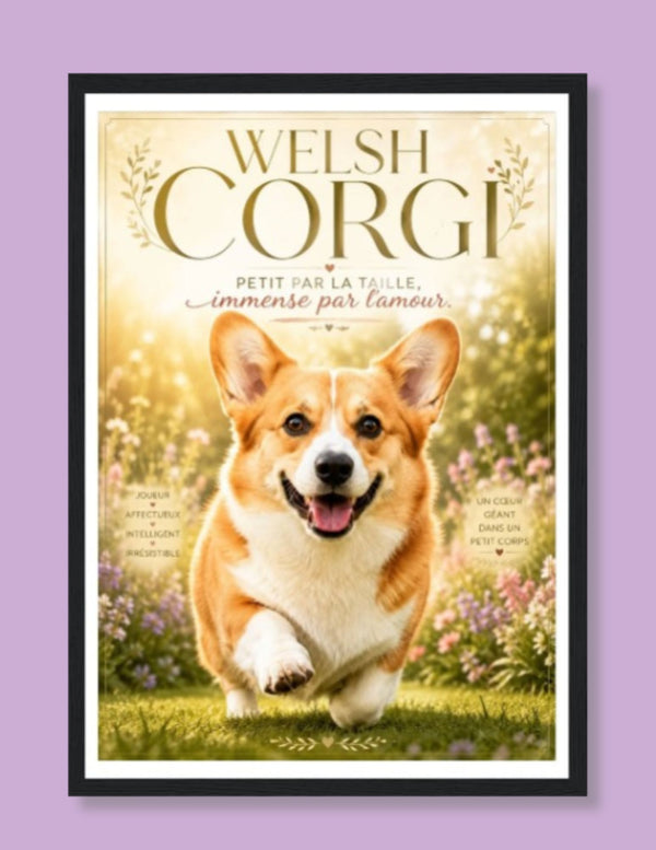 Affiche Encadrée Corgi – Illustration Wech Corgi