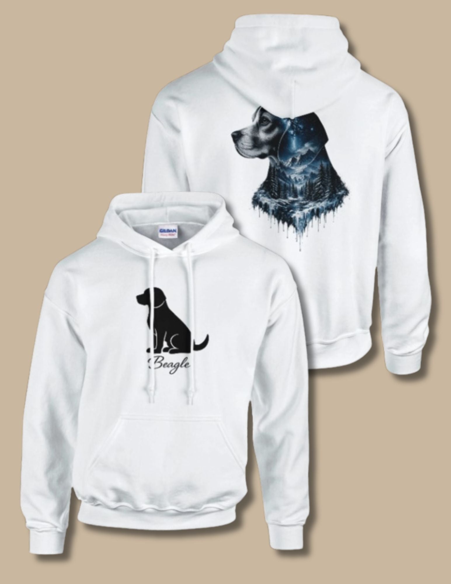 Sweatshirt Capuche Unisexe Beagle - Silhouette Beagle Recto Verso