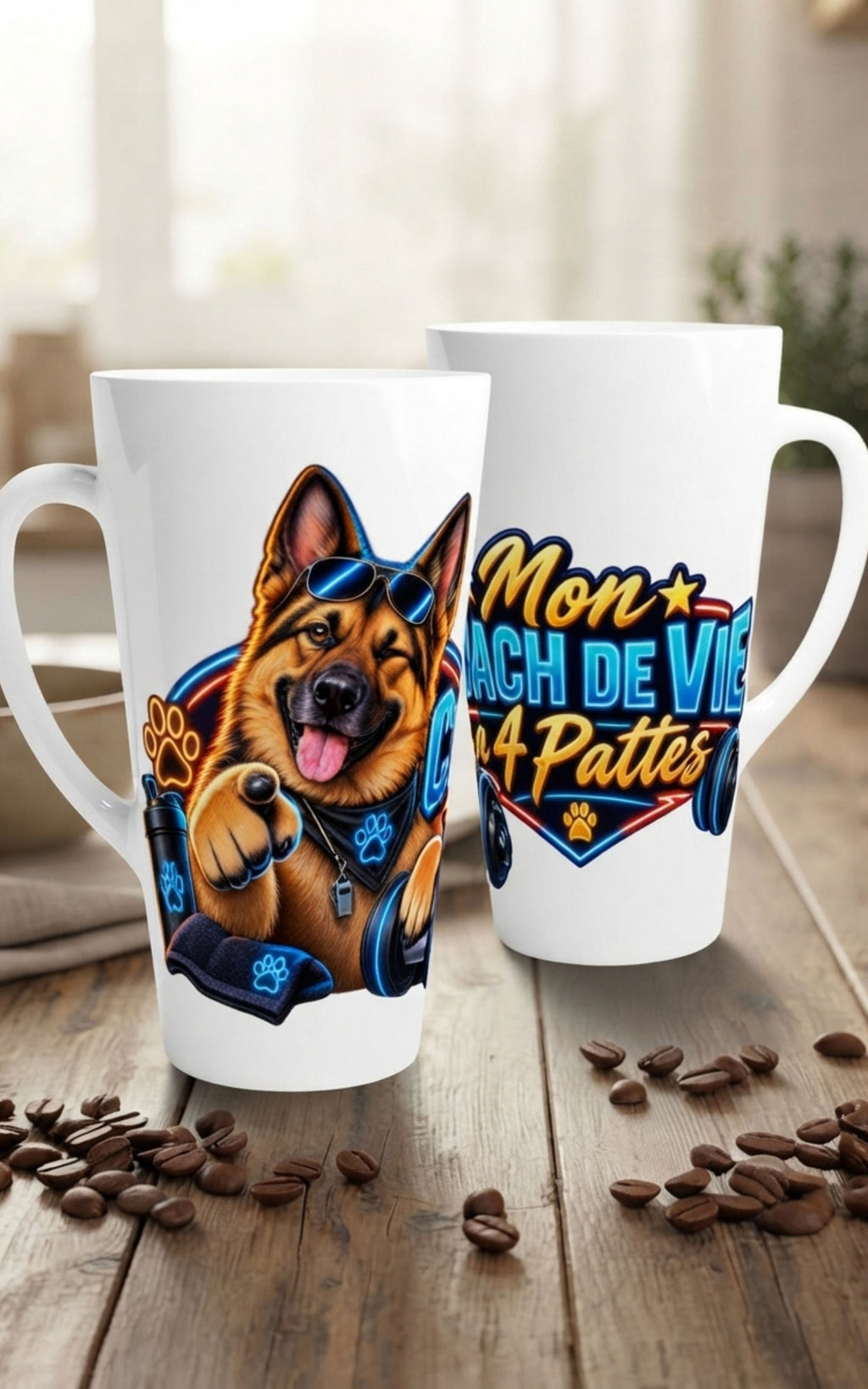 Mug céramique blanc Berger Allemand 17 oz - Mon coach de vie