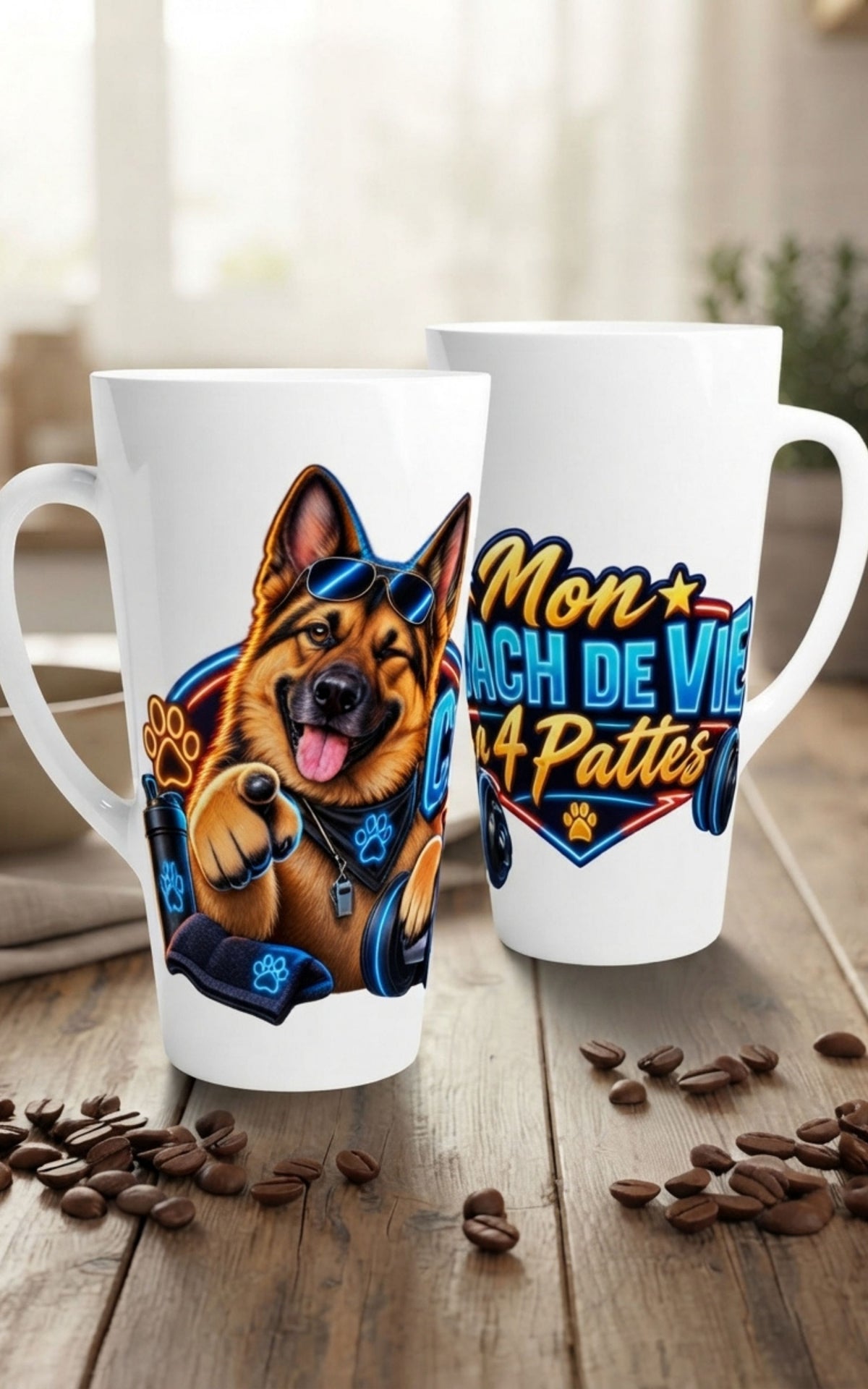 Mug céramique blanc Berger Allemand 17 oz - Mon coach de vie