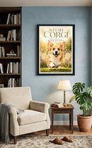 Affiche encadrée en bois sur papier semi-brillant – Corgi Immense en Amour
