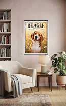 Affiche encadrée en bois sur papier semi-brillant – Beagle Le cœur fidèle