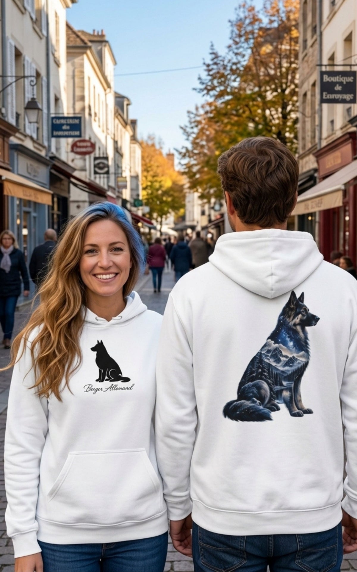 Sweatshirt a capuche Unisexe Berger Allemand - Monochrome Berger Allemand