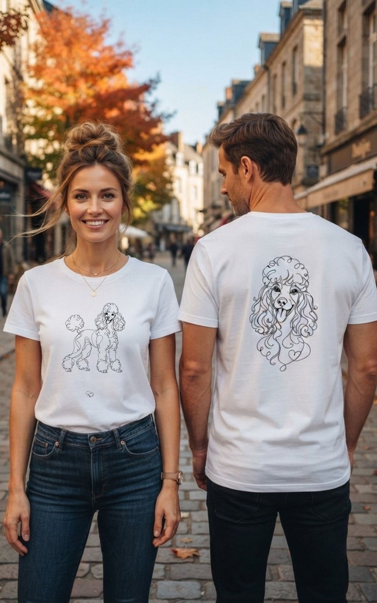 T-Shirt Caniche Unisexe Recto Verso - Caniche Art line