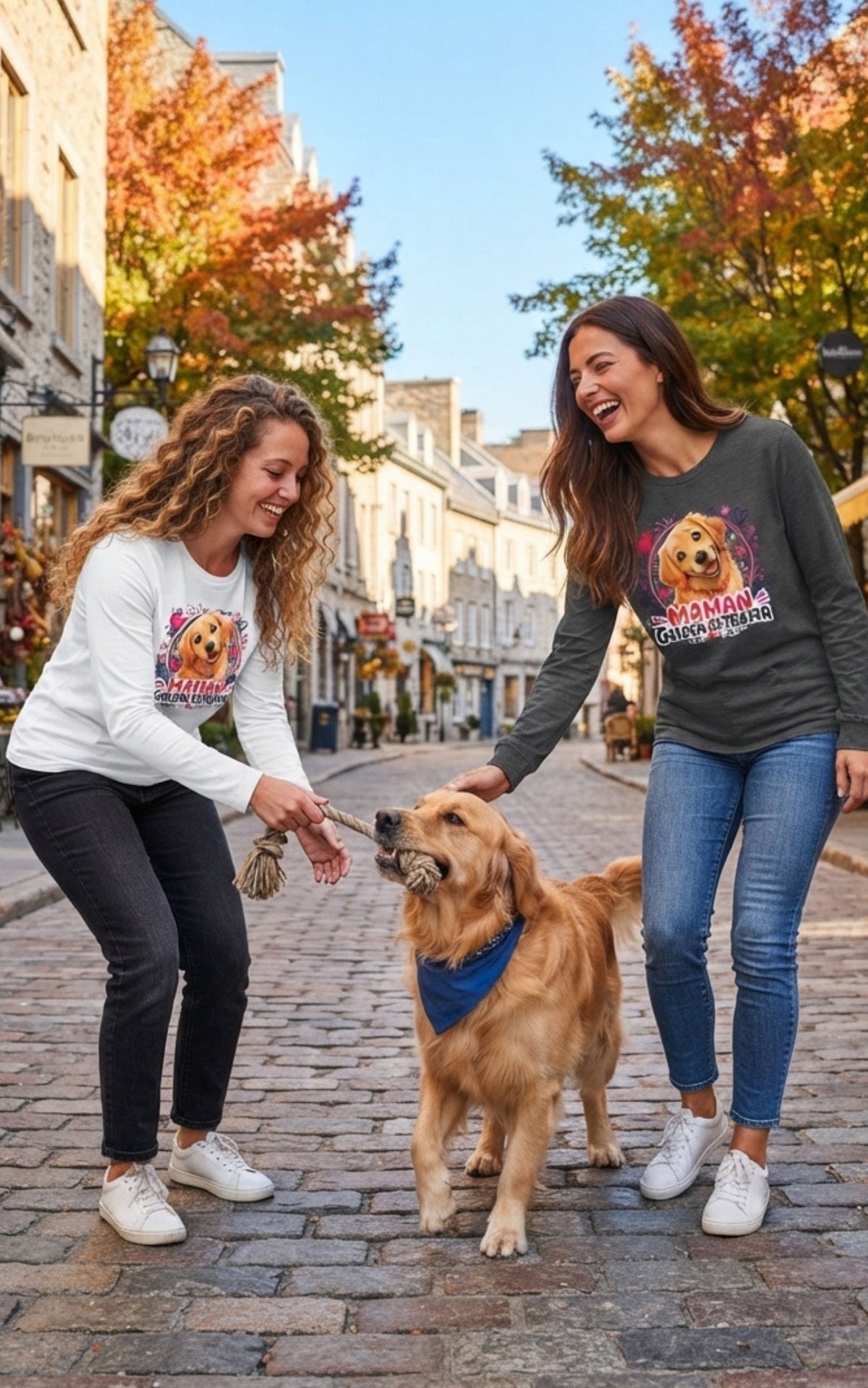 T-shirt Manches longues Femme Golden Retriever - Maman Golden Retriever