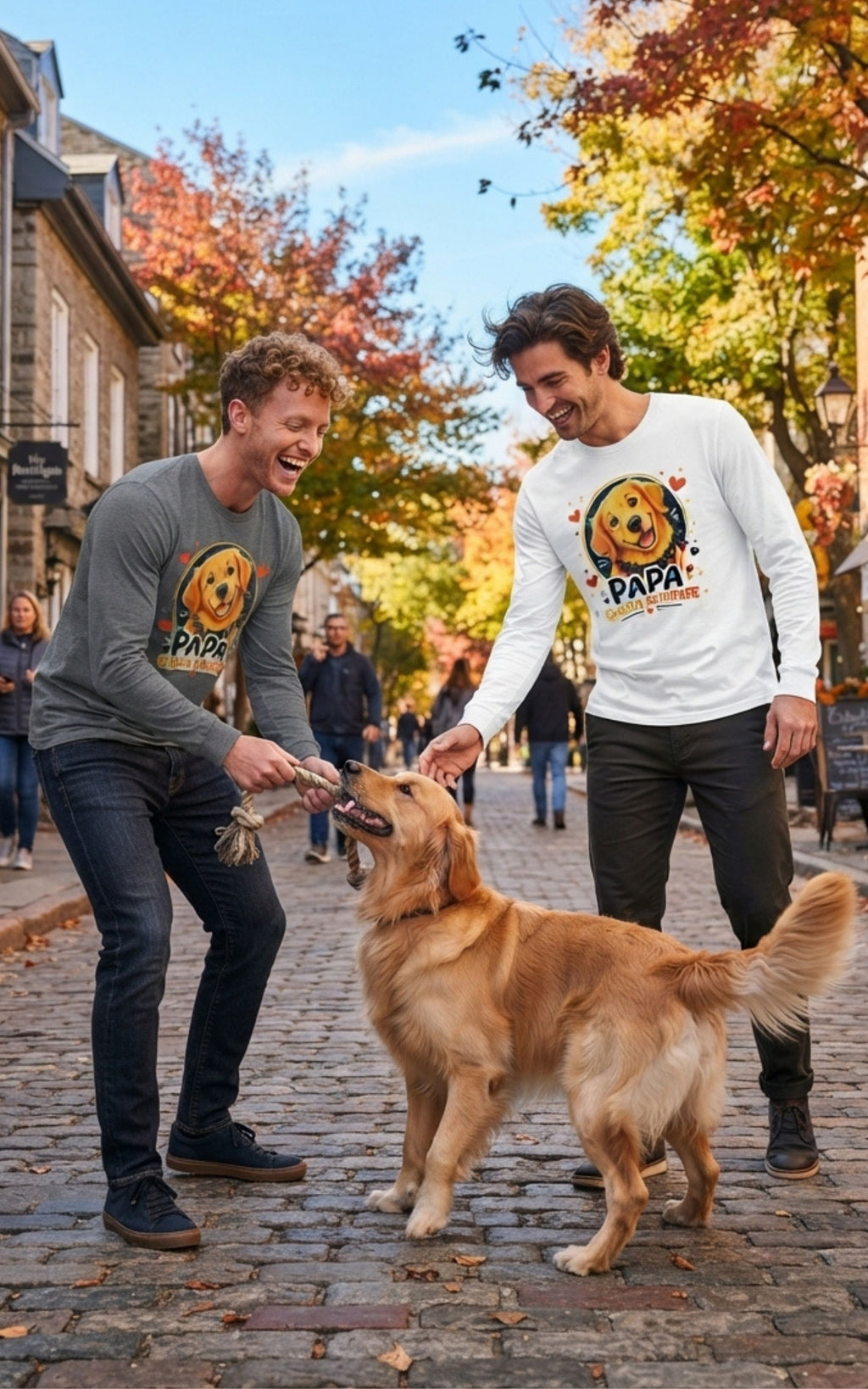 T-shirt manches longues Hommes Golden Retriever - Papa Golden Retriever