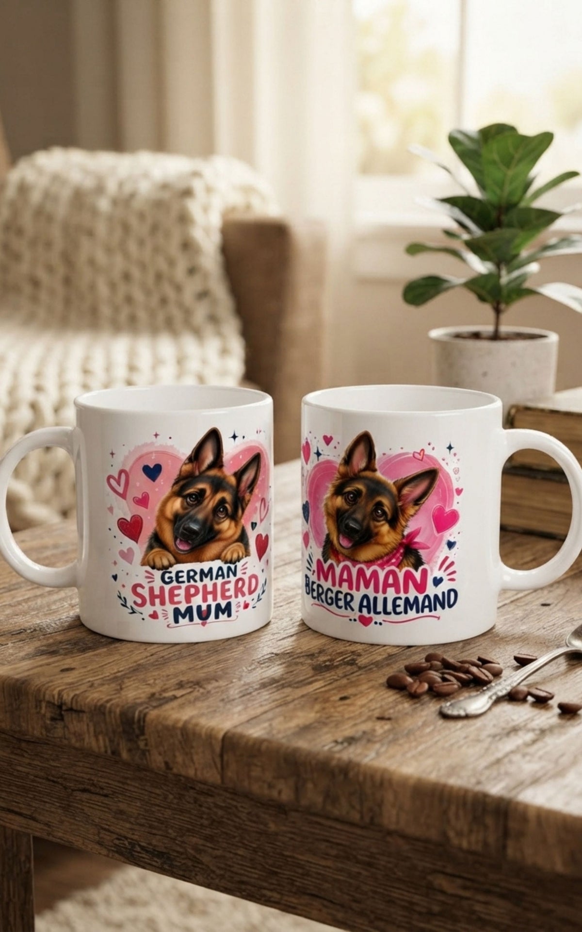 Tasse blanche Berger Allemand - Céramique 11oz Maman Berger Allemand
