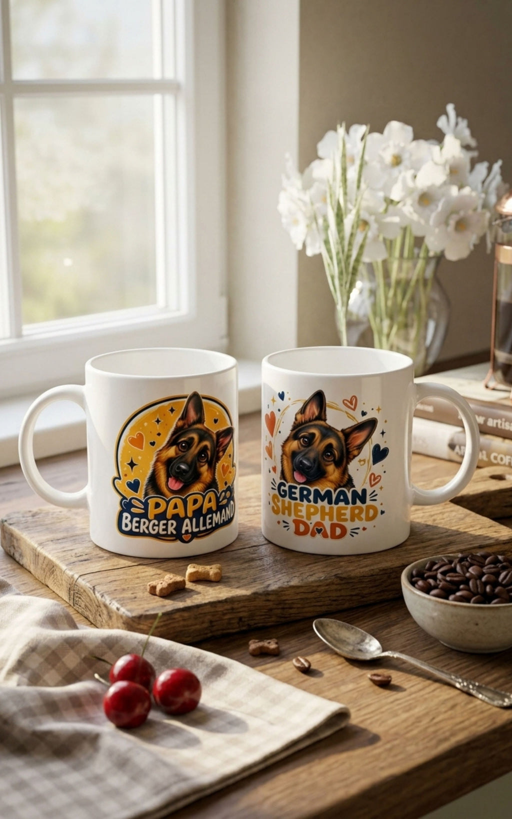 Tasse blanche Berger Allemand - Céramique 11oz Berger Allemand