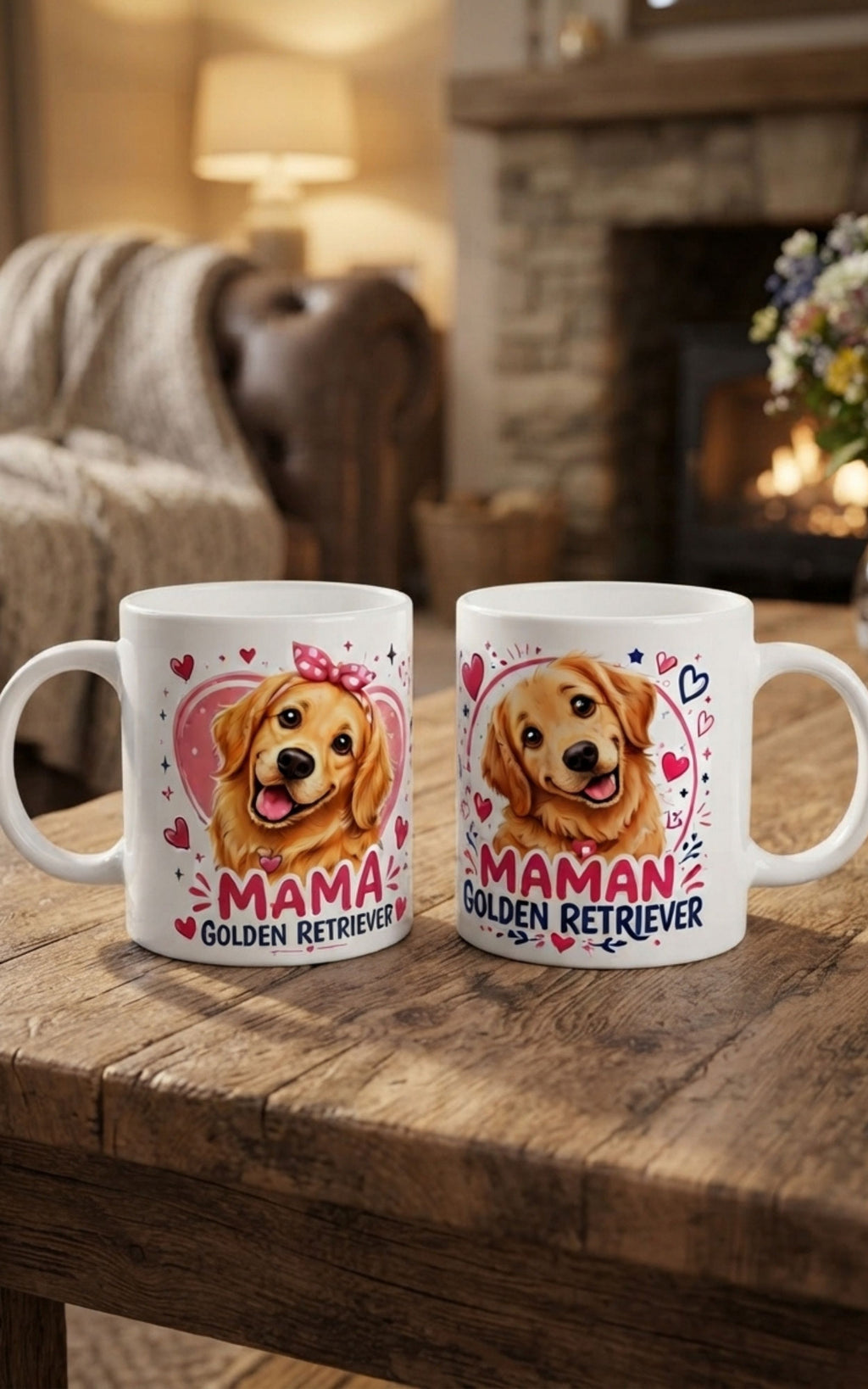 Tasse blanche Golden Retriever - Céramique 11oz Maman Golden Retriever