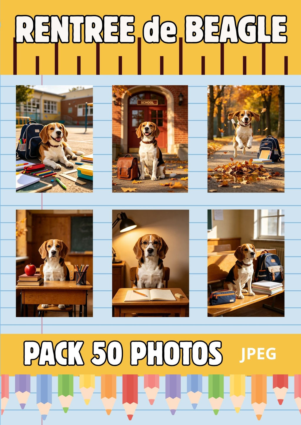 Pack 50 Photos JPEG Beagle Ecole