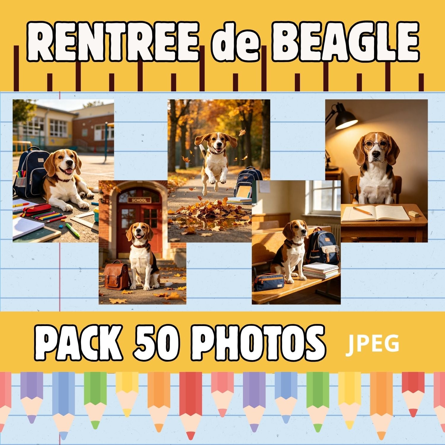 Pack 50 Photos JPEG Beagle Ecole