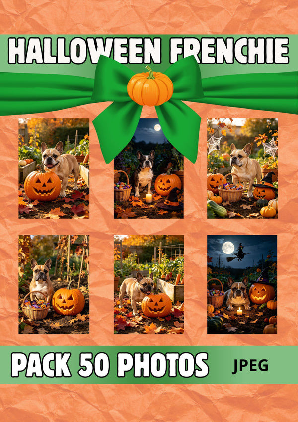 Pack 50 Photos JPEG Bouledogue Français Halloween