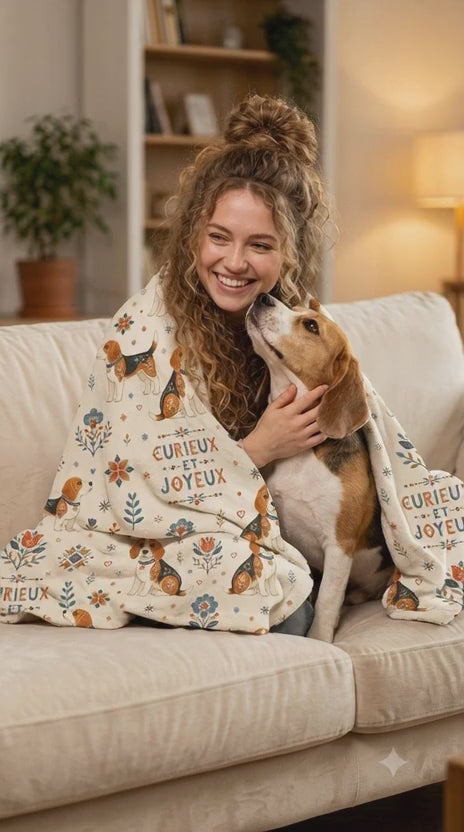 Couverture Velours Peluche Beagle - Chien Beagle