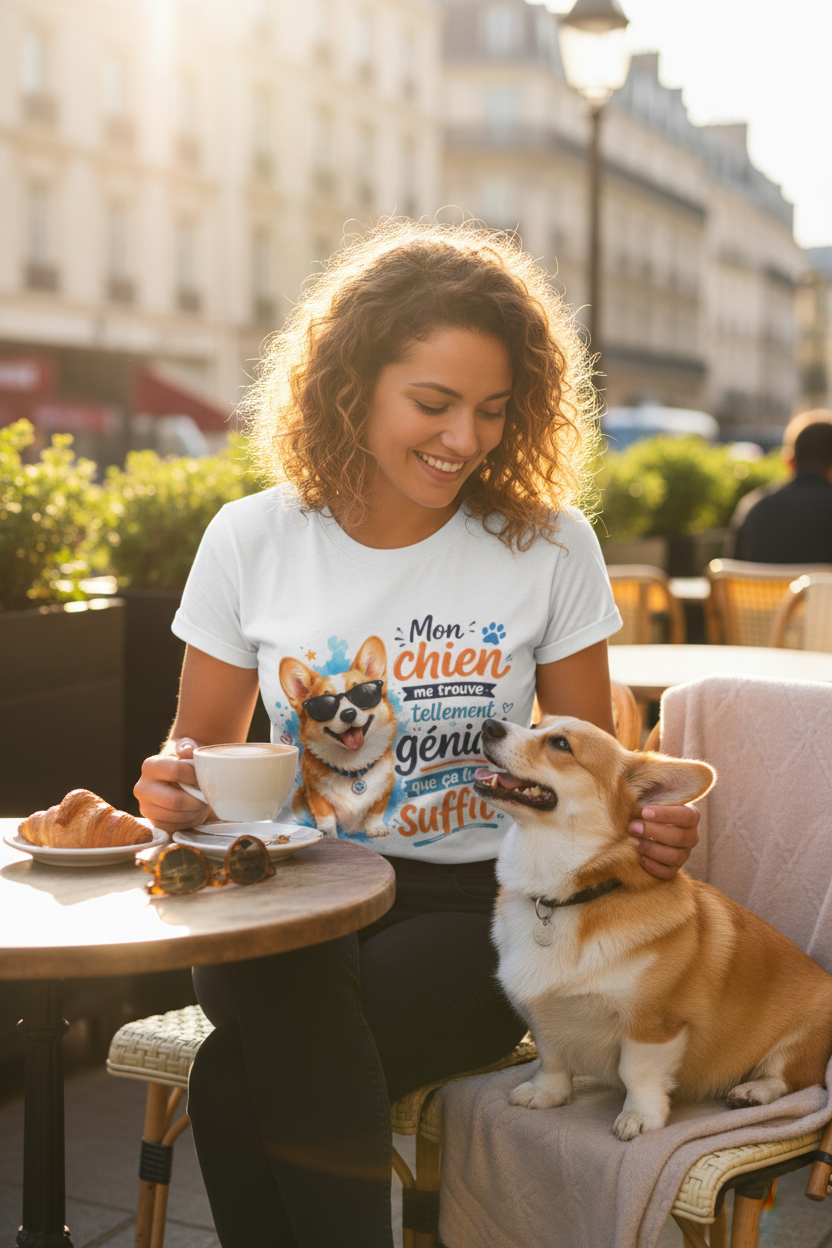 T-shirt Corgi – Mon Chien Me Trouve Génial